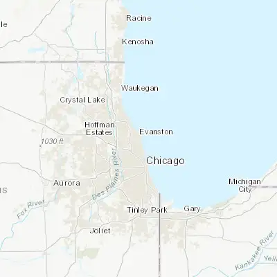 Map showing location of Evanston (42.041140, -87.690060)
