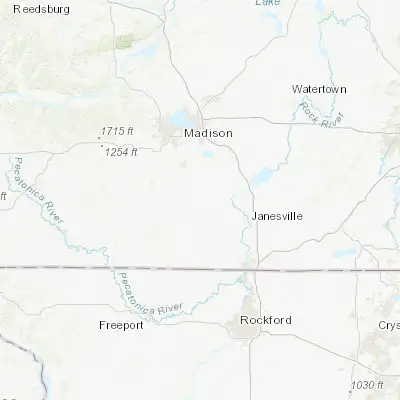 Map showing location of Evansville (42.780280, -89.299280)