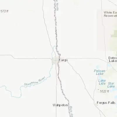Map showing location of Fargo (46.877190, -96.789800)