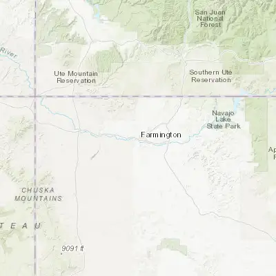 Map showing location of Farmington (36.728060, -108.218690)