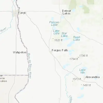 Map showing location of Fergus Falls (46.283020, -96.077560)
