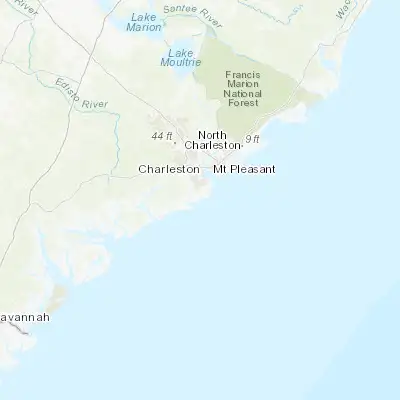 Map showing location of Folly Beach (32.655180, -79.940370)