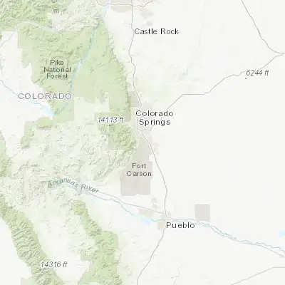 Map showing location of Fort Carson (38.737490, -104.788860)