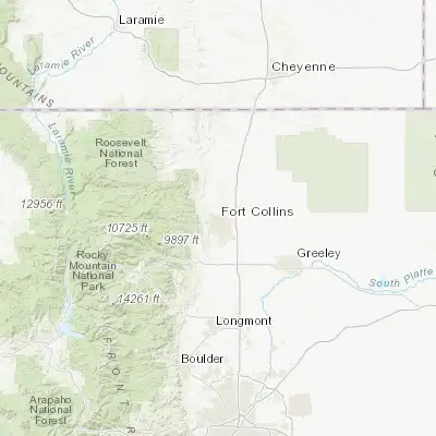 Map showing location of Fort Collins (40.585260, -105.084420)