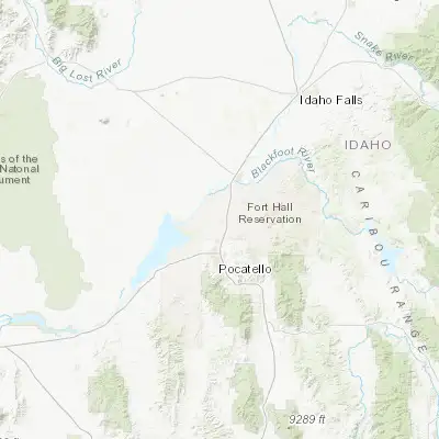 Map showing location of Fort Hall (43.033250, -112.438310)