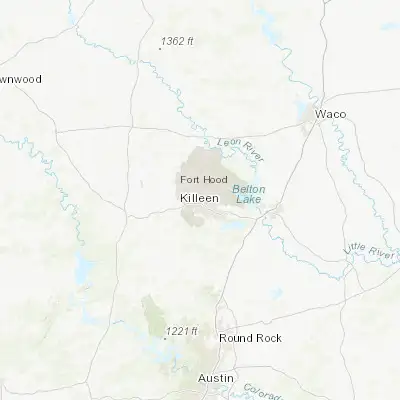 Map showing location of Fort Hood (31.134890, -97.775610)
