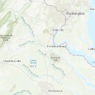 Map showing location of Fredericksburg (38.303180, -77.460540)