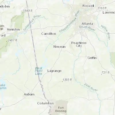 Map showing location of Grantville (33.234840, -84.835770)