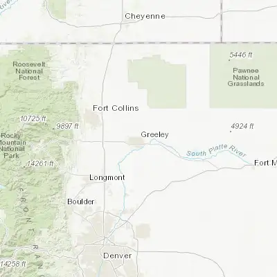 Map showing location of Greeley (40.423310, -104.709130)