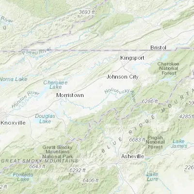 Map showing location of Greeneville (36.163160, -82.830990)