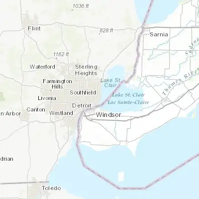 Map showing location of Grosse Pointe Farms (42.409200, -82.891860)