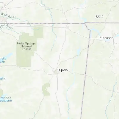 Map showing location of Guntown (34.443160, -88.659780)