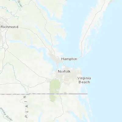 Map showing location of Hampton (37.029870, -76.345220)