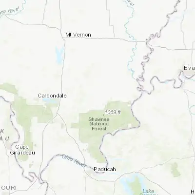 Map showing location of Harrisburg (37.738380, -88.540610)