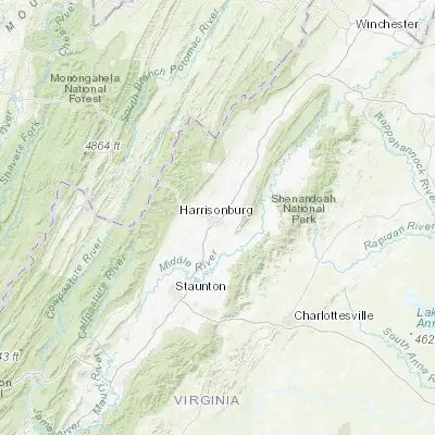 Map showing location of Harrisonburg (38.449570, -78.868920)