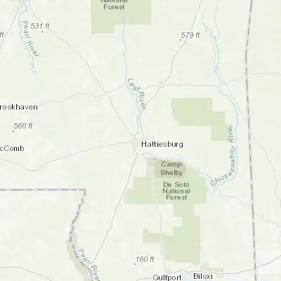 Map showing location of Hattiesburg (31.327120, -89.290340)