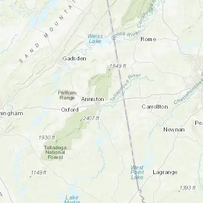 Map showing location of Heflin (33.648990, -85.587460)