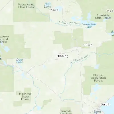 Map showing location of Hibbing (47.427150, -92.937690)