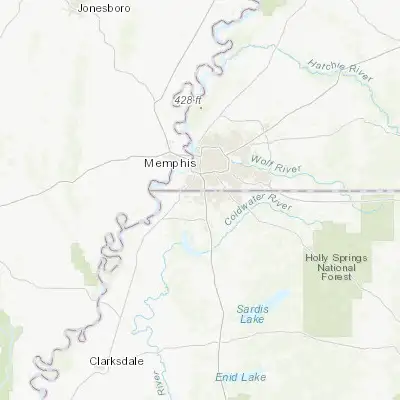 Map showing location of Horn Lake (34.955370, -90.034810)
