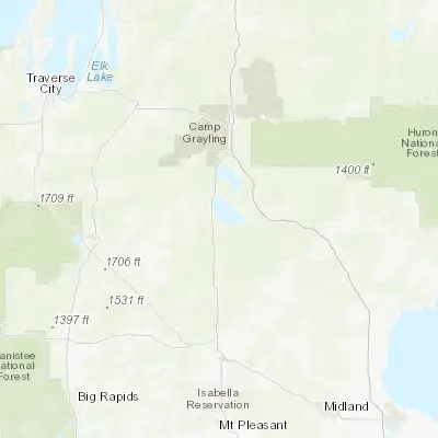 Map showing location of Houghton Lake (44.314740, -84.764750)