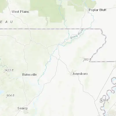 Map showing location of Hoxie (36.050350, -90.975120)