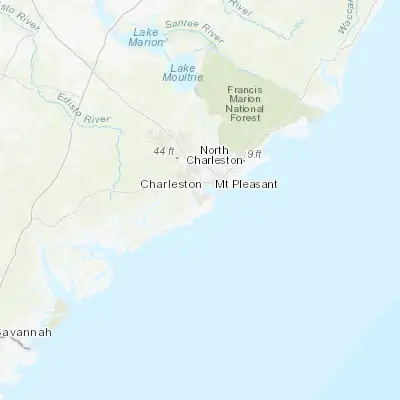 Map showing location of James Island (32.723740, -79.962840)