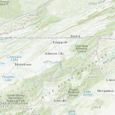 Map showing location of Jonesborough (36.294270, -82.473480)