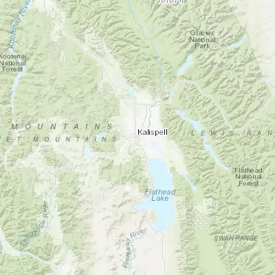 Map showing location of Kalispell (48.195790, -114.312910)