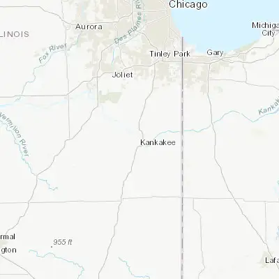 Map showing location of Kankakee (41.120030, -87.861150)