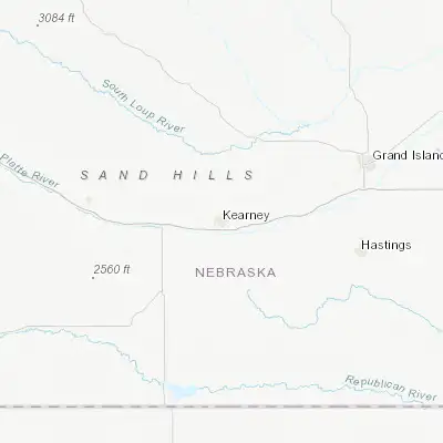 Map showing location of Kearney (40.699460, -99.081480)
