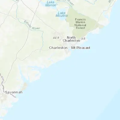 Map showing location of Kiawah Island (32.608240, -80.084820)