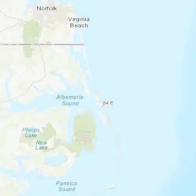 Map showing location of Kitty Hawk (36.064610, -75.705730)