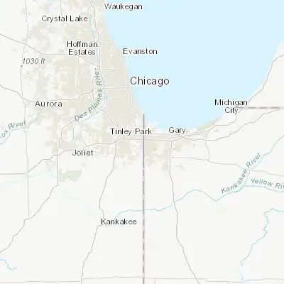 Map showing location of Lansing (41.564760, -87.538930)