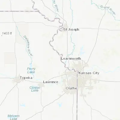 Map showing location of Leavenworth (39.311110, -94.922460)