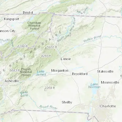 Map showing location of Lenoir (35.914020, -81.538980)