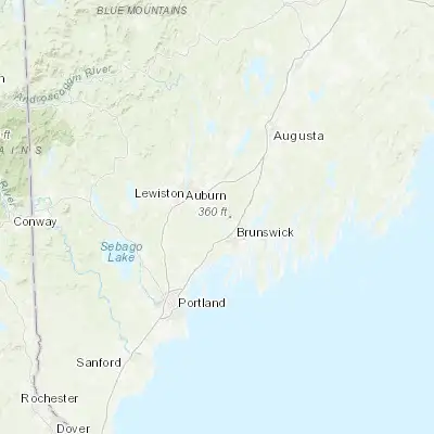 Map showing location of Lisbon Falls (43.996190, -70.060610)
