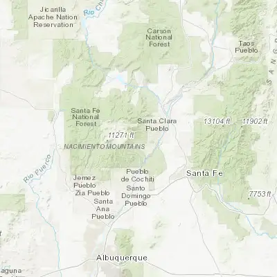 Map showing location of Los Alamos (35.888080, -106.306970)