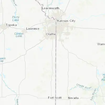 Map showing location of Louisburg (38.619460, -94.680790)