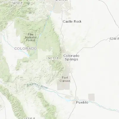 Map showing location of Manitou Springs (38.859710, -104.917200)