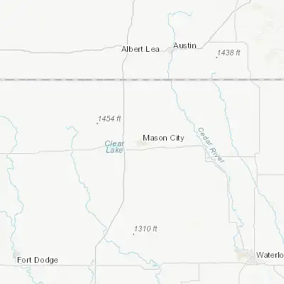 Map showing location of Mason City (43.153570, -93.201040)