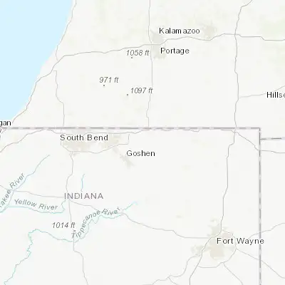 Map showing location of Middlebury (41.675330, -85.706100)