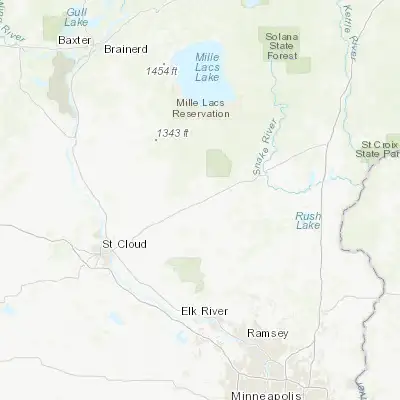 Map showing location of Milaca (45.755800, -93.654410)