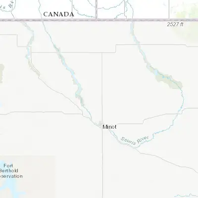 Map showing location of Minot Air Force Base (48.420870, -101.339140)