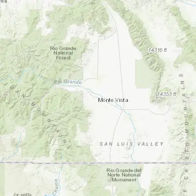 Map showing location of Monte Vista (37.579170, -106.148080)