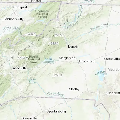 Map showing location of Morganton (35.745410, -81.684820)