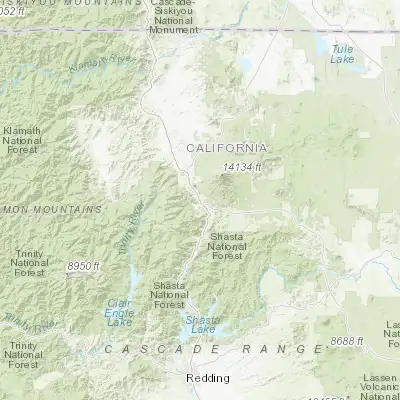 Map showing location of Mount Shasta (41.310240, -122.312250)