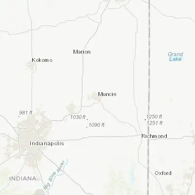 Map showing location of Muncie (40.193380, -85.386360)