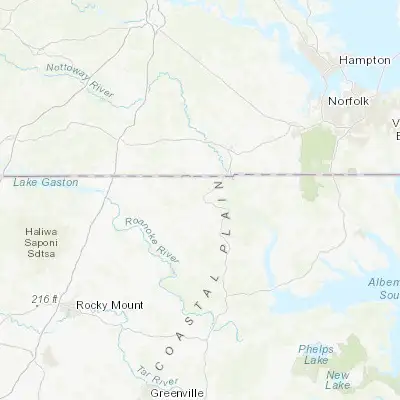 Map showing location of Murfreesboro (36.442380, -77.098580)