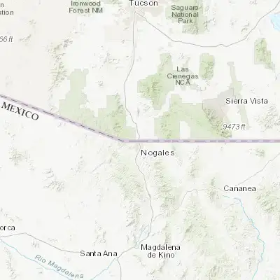 Map showing location of Nogales (31.340380, -110.934250)