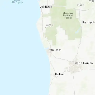 Map showing location of North Muskegon (43.256130, -86.267560)